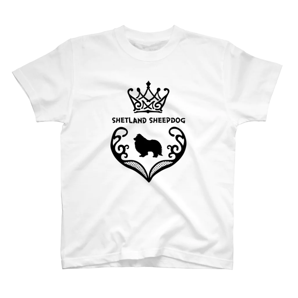 onehappinessのシェルティ　crown heart　onehappiness　black スタンダードTシャツ