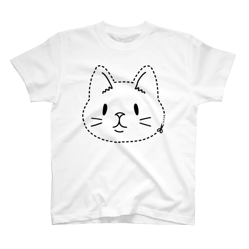 イラスト MONYAAT のキリトリ線付きのネコA スタンダードTシャツ