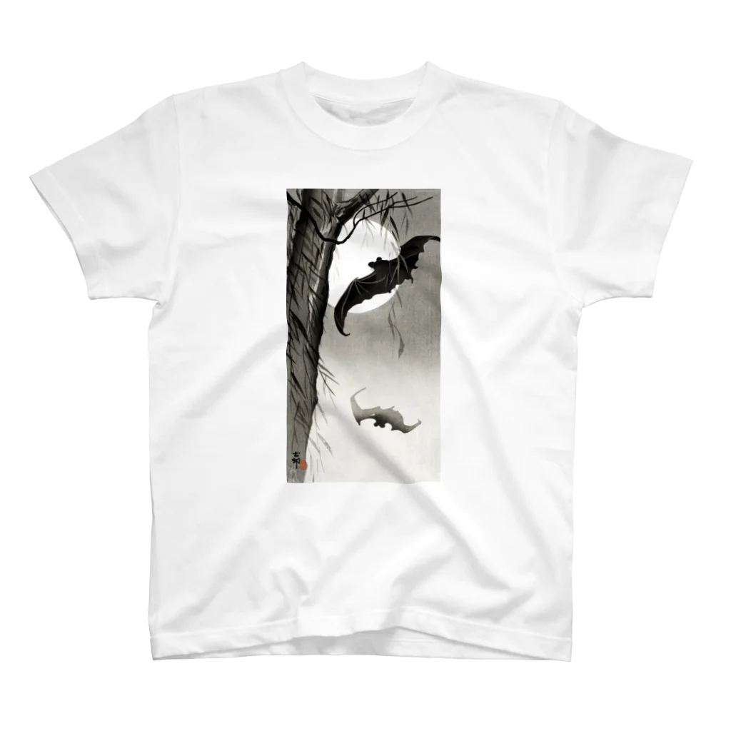 MUGEN ARTの小原古邨　月に蝙蝠（コウモリ）Ohara Koson / Bats under the full moon スタンダードTシャツ