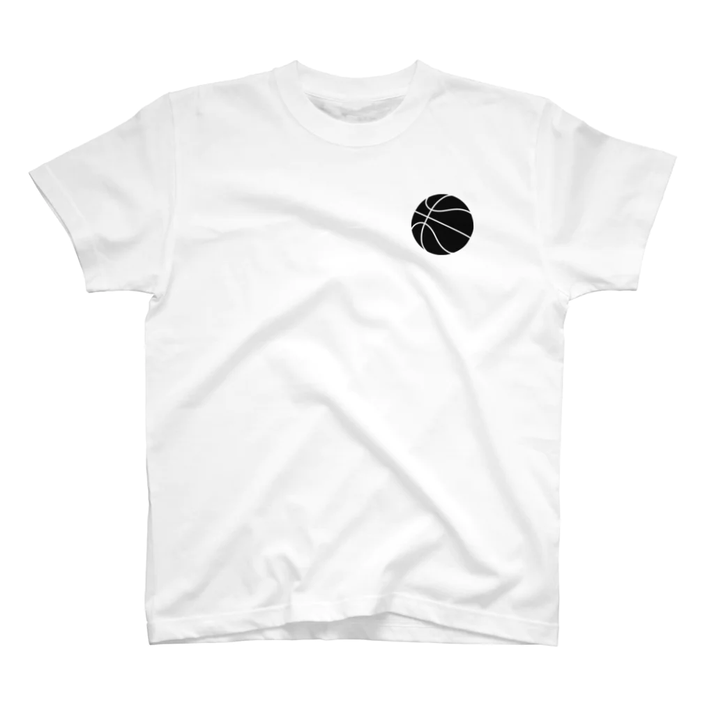 金融投資デザイン　カマラオンテ-ムラサキのバスケットボール　シルエット モノクロ Regular Fit T-Shirt