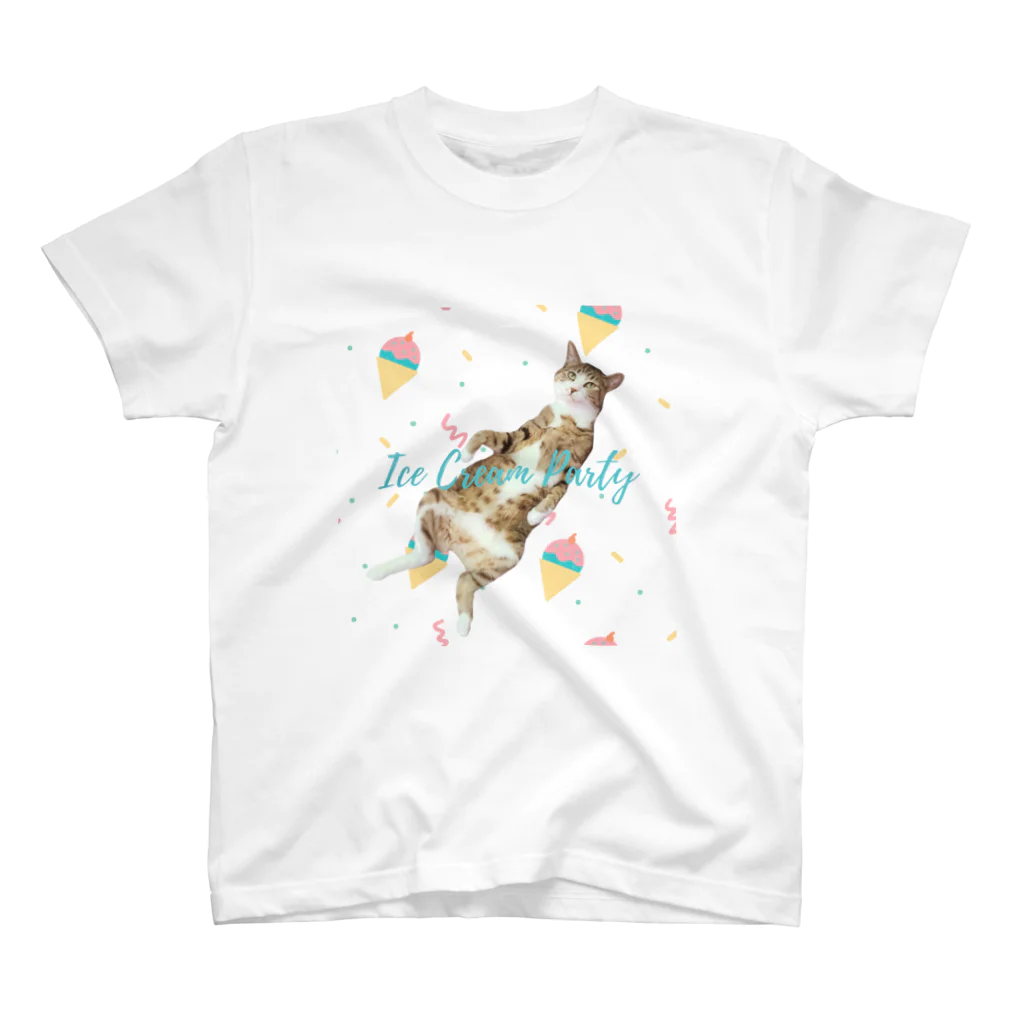 Yoru.MaruのIce cream party(cat) スタンダードTシャツ