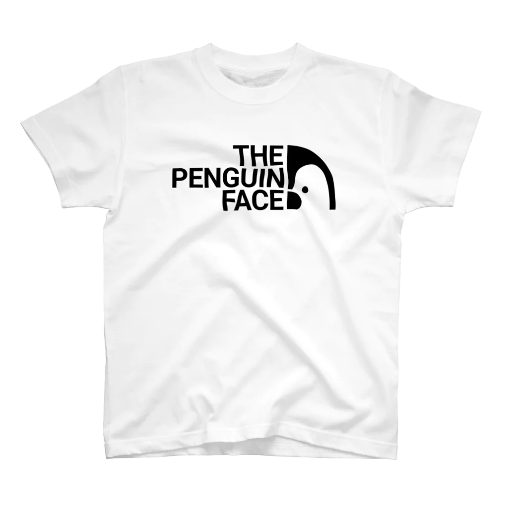 村のペンギンSHOPの【THE PENGUIN FACE】黒文字 スタンダードTシャツ