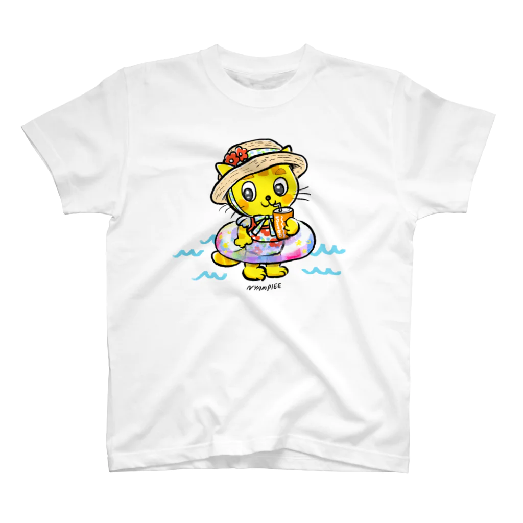 にゃんぴーの水着のにゃんぴー（浮き輪） スタンダードTシャツ