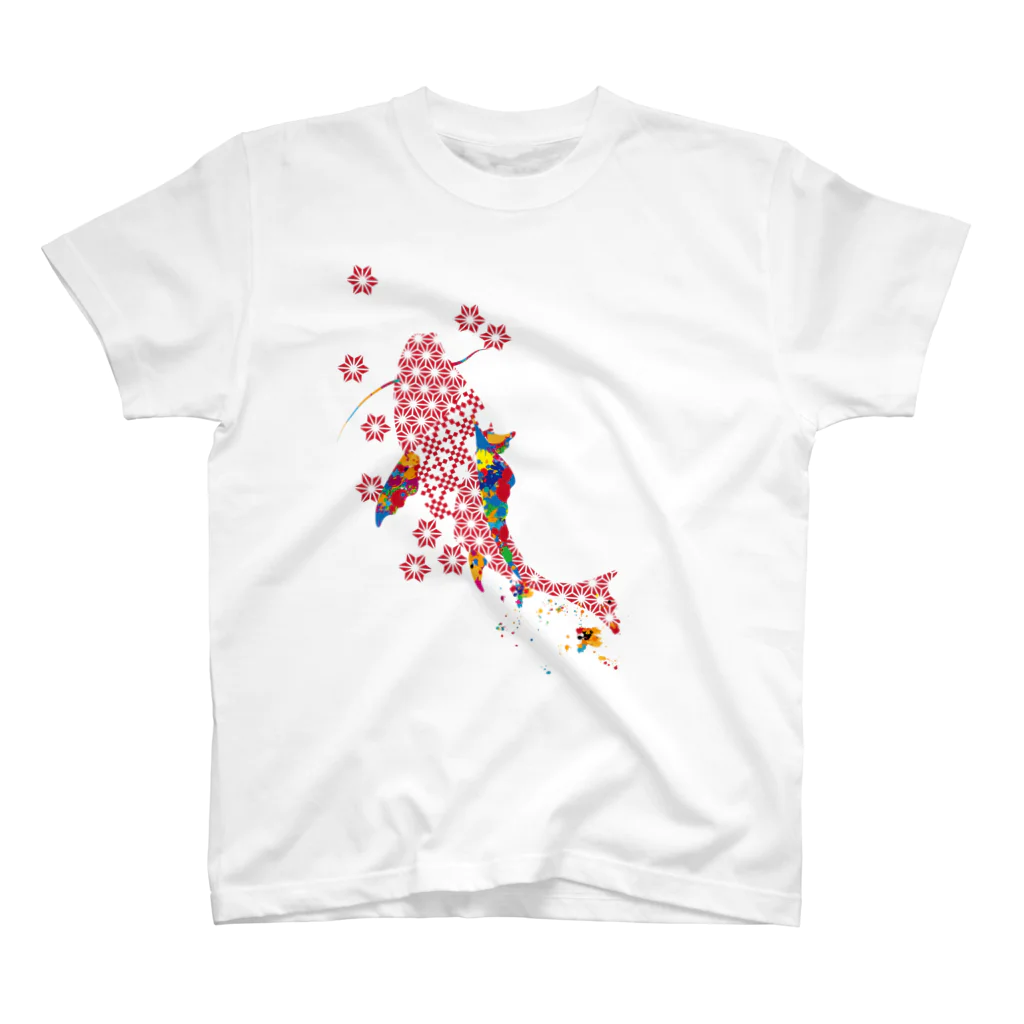 cuuyabowの鯉のぼり・和柄＆スプラッシュ / Red Regular Fit T-Shirt