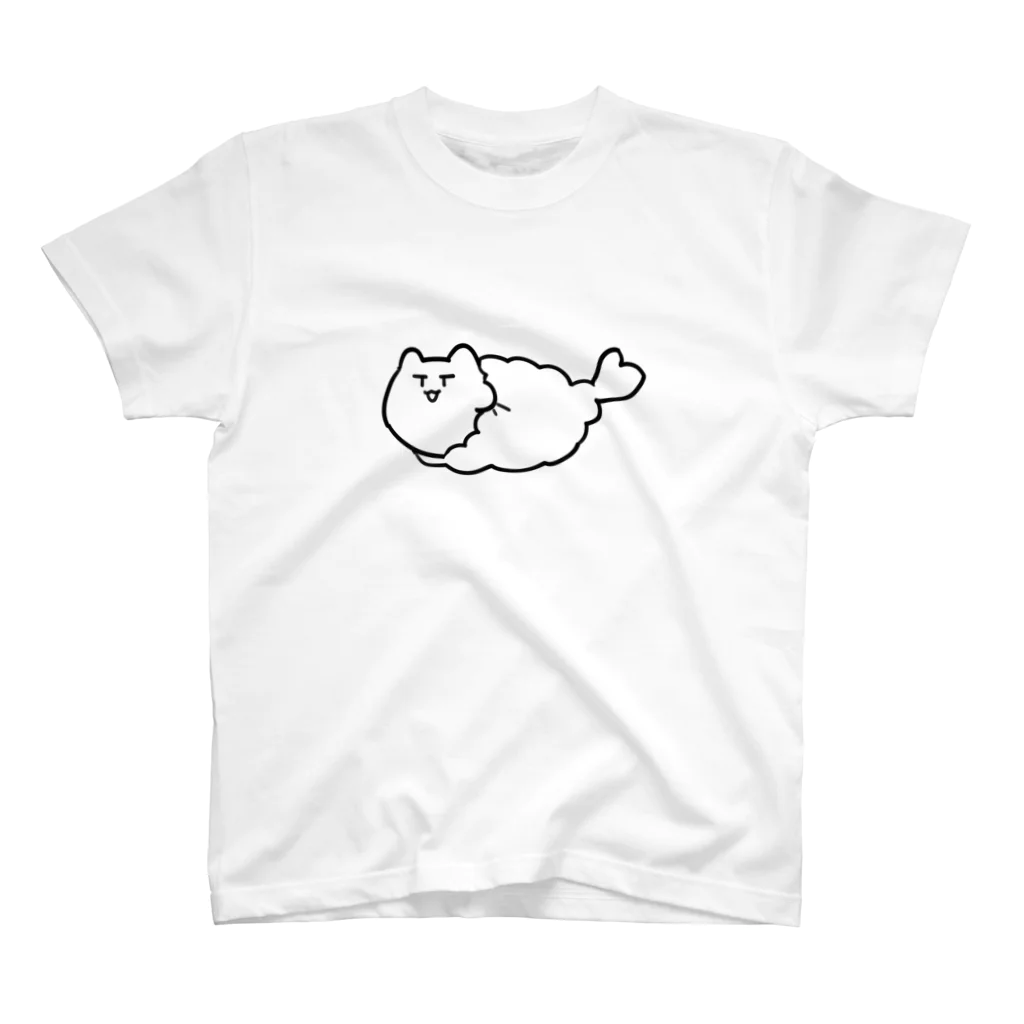 おてもと　はしらのまゆげねこ-えびふらい スタンダードTシャツ