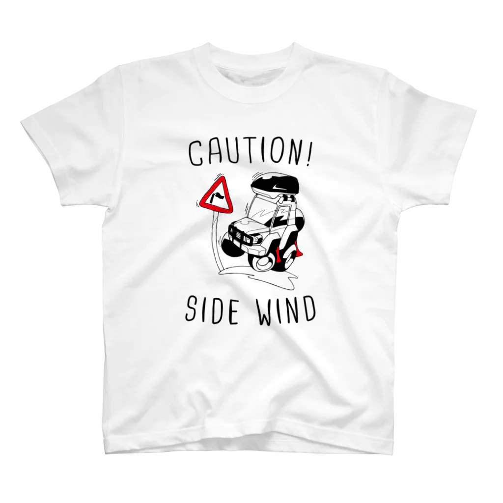 BoomBoomBleepのCAUTION! SIDE WIND Regular Fit T-Shirt