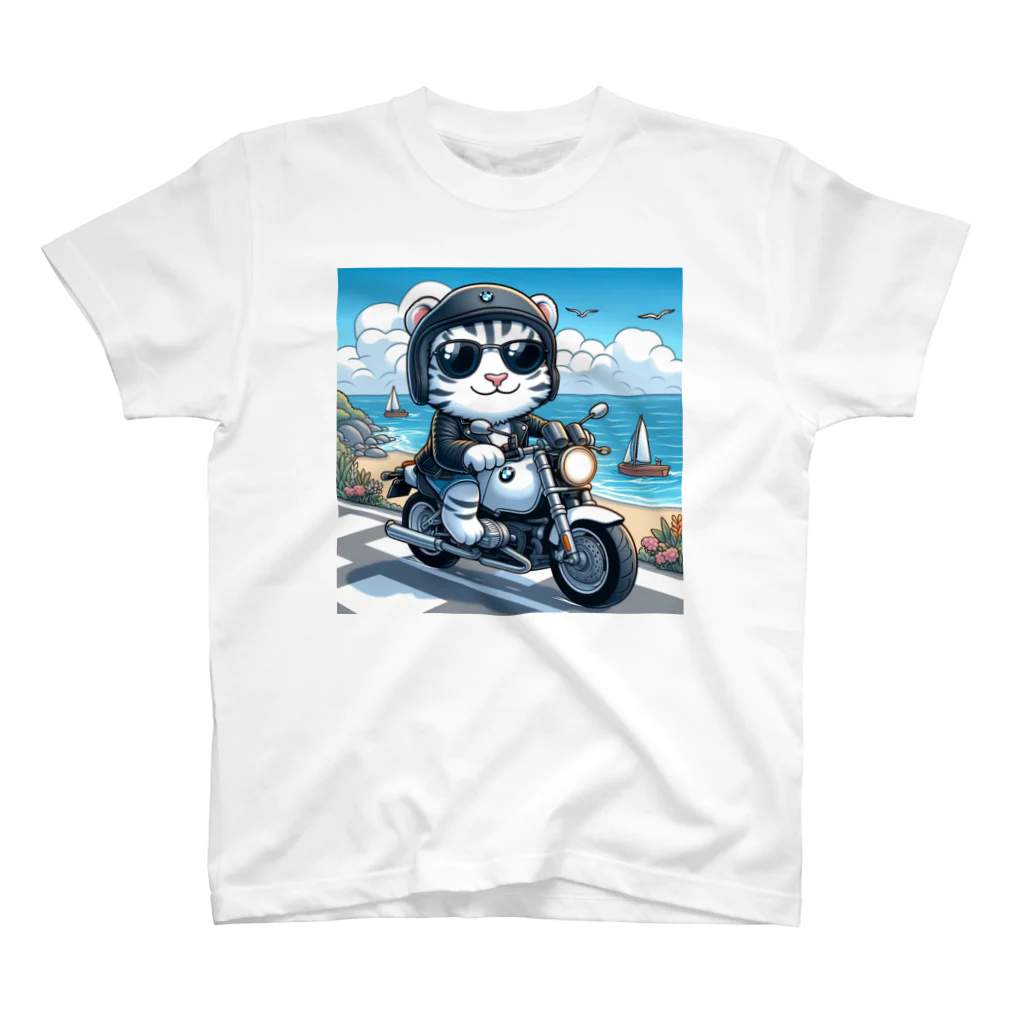 ワイズショップのホワイトタイガーのライダー スタンダードTシャツ