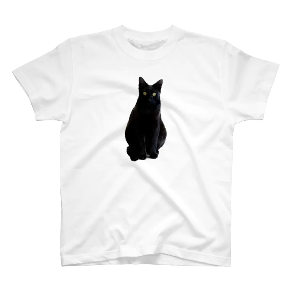 (^ω^)∩　　よ⊃のおすわり黒猫 スタンダードTシャツ