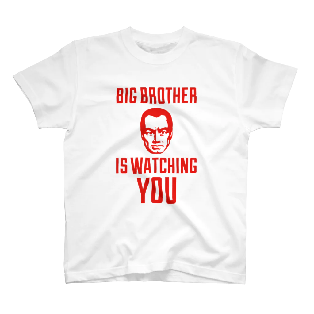 文豪館のBIG BROTHER IS WATCHING YOU：1984年（ジョージ・オーウェル）より・文字赤 スタンダードTシャツ