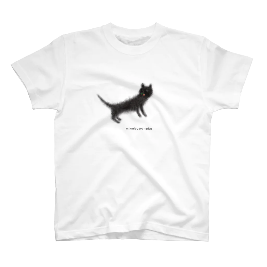 minakawanekoのさくらんぼと黒猫 スタンダードTシャツ