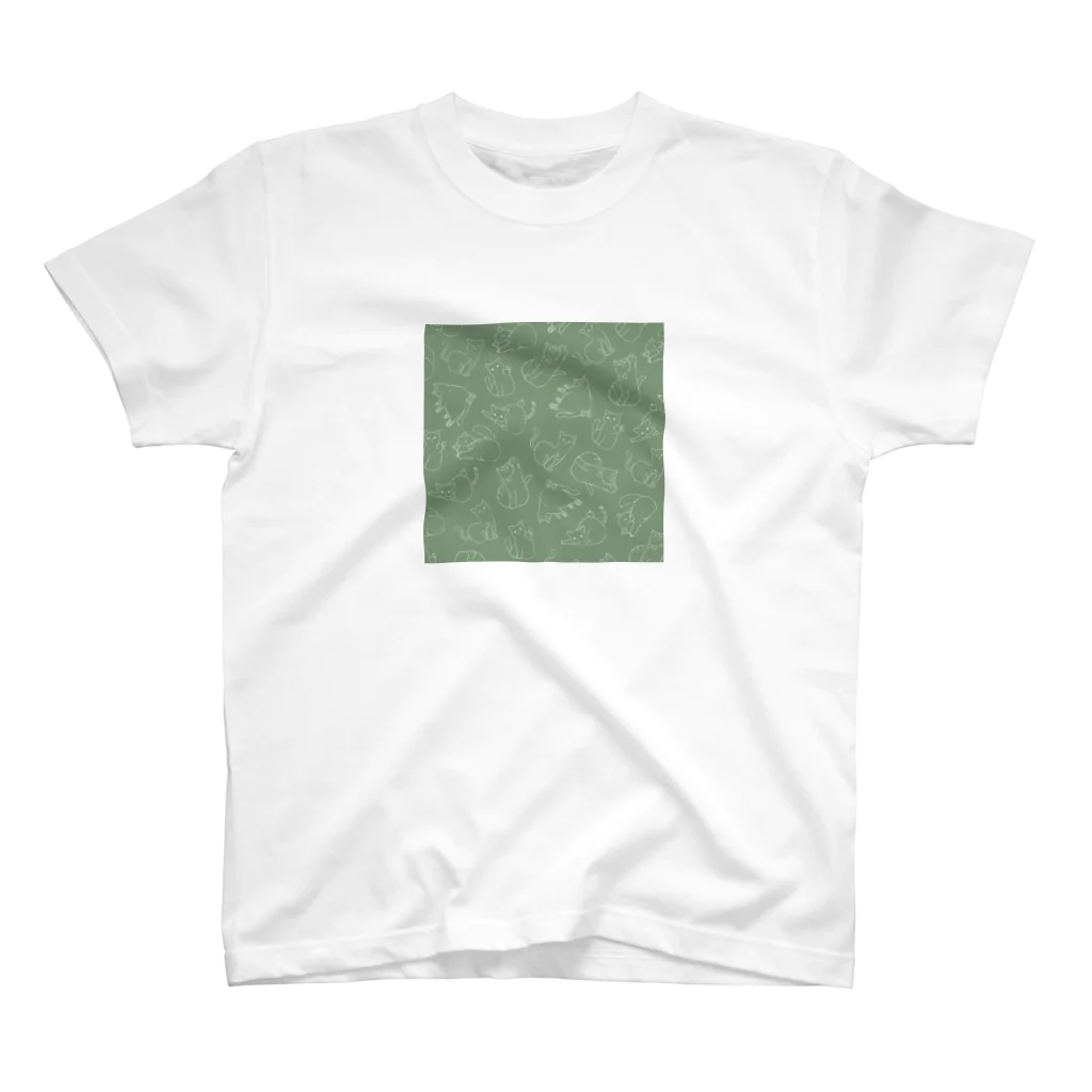 林なのはなの猫柄　緑 Regular Fit T-Shirt