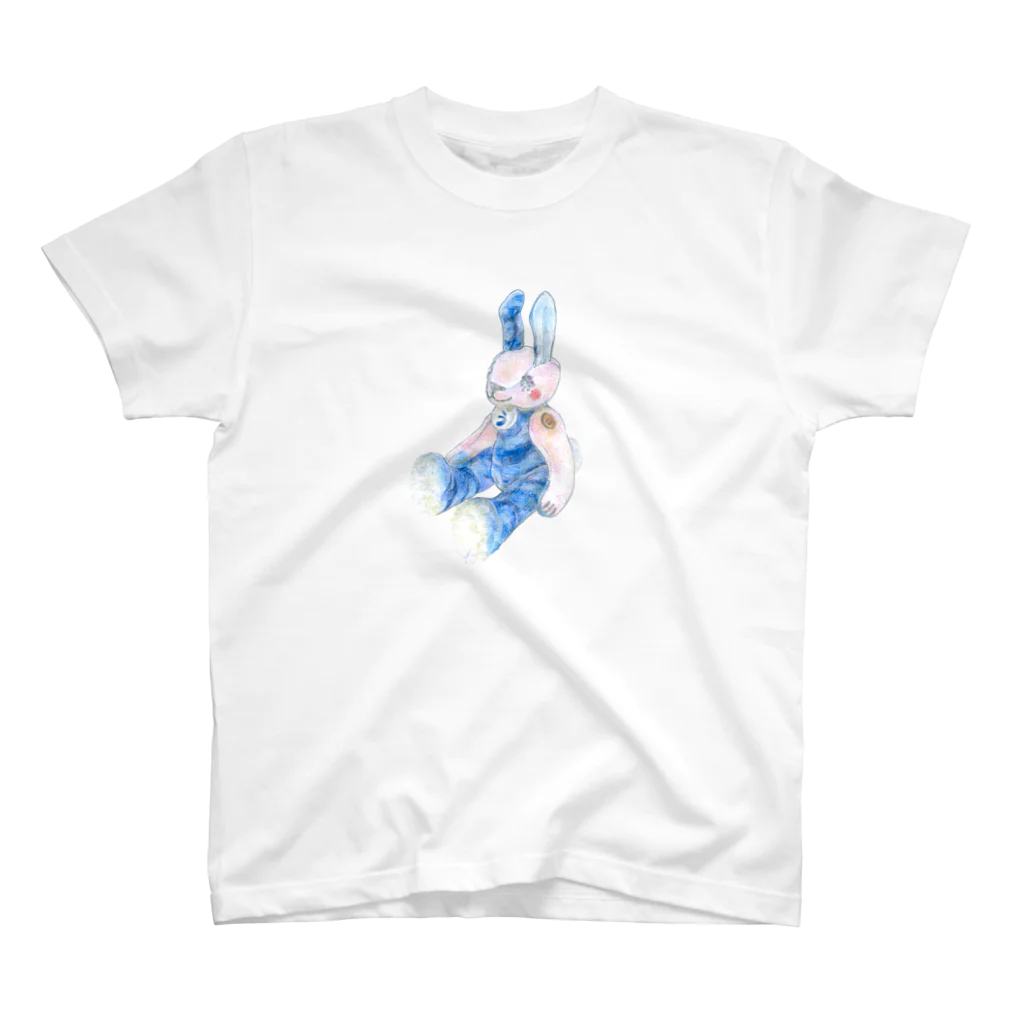 ユウサミイTシャツ店のうさぎ星人　色鉛筆イラスト 表示の白ほか 淡色布地 全9色 티셔츠