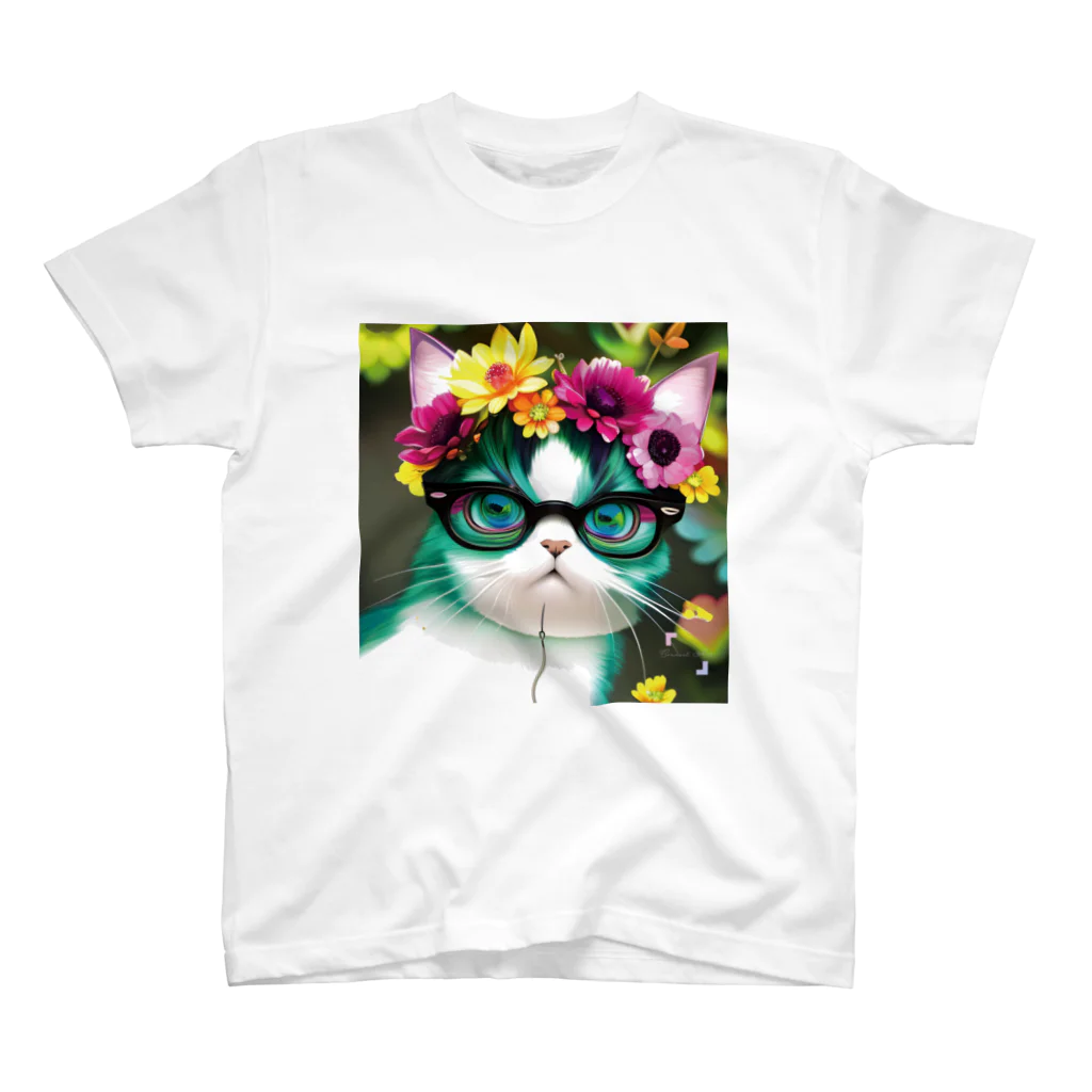 Connect Art SUZURI STOREのConnect Art 002 Cat Regular Fit T-Shirt