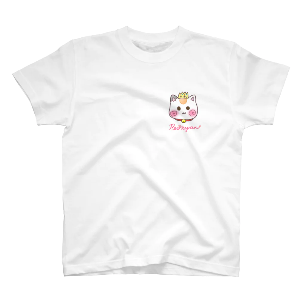 旅猫王子れぉにゃん👑😼公式(レイラ・ゆーし。)の(ピンクロゴ)顔だけ☆れぉにゃん スタンダードTシャツ