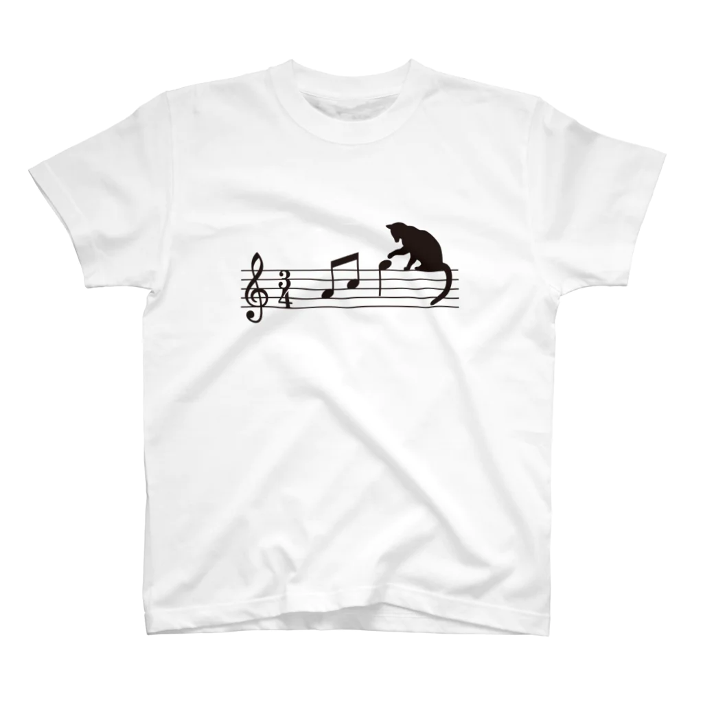 SHOP KazzBのネコ、音符にイタズラ (TS) スタンダードTシャツ