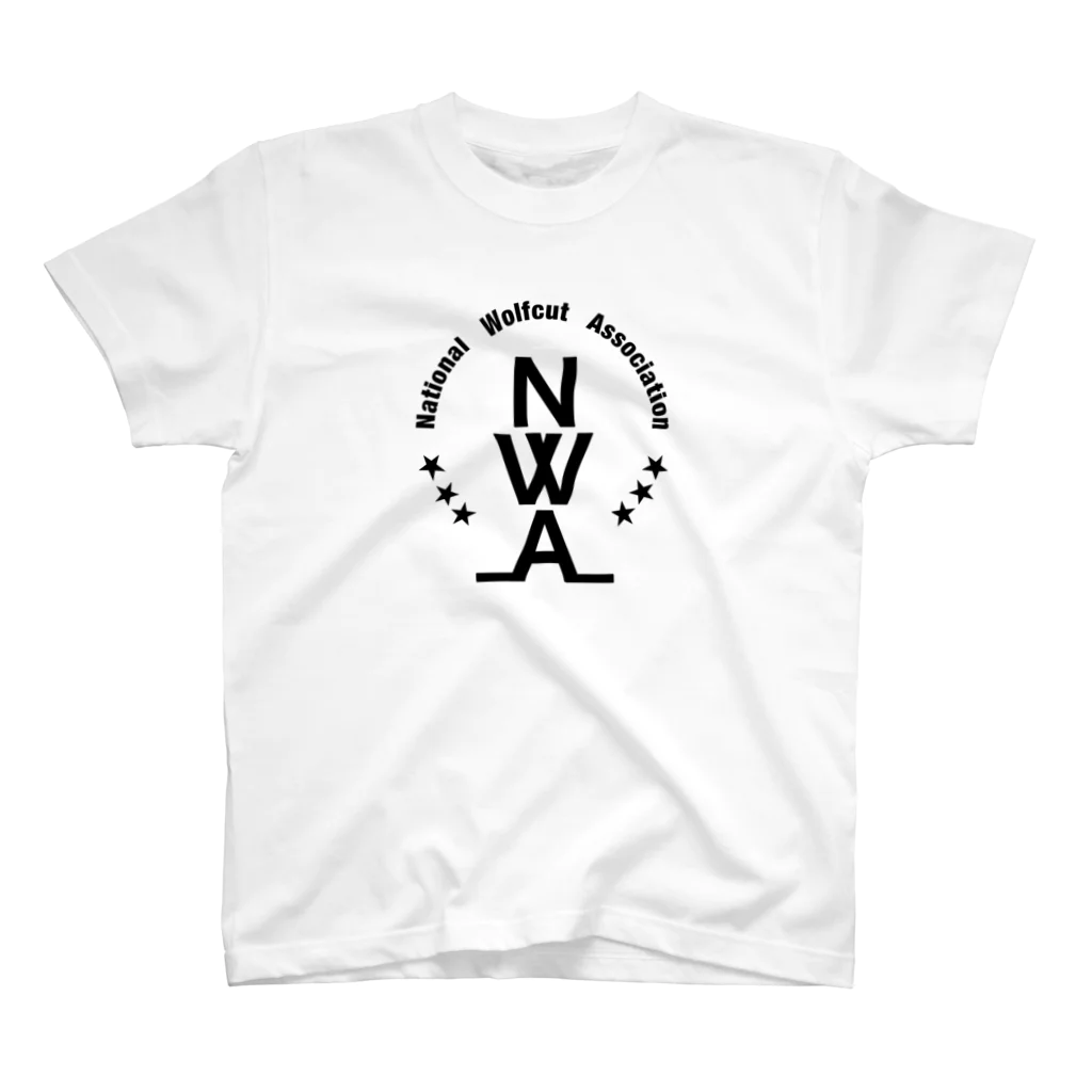 空想団体Tシャツ研究所/IGTIの「全日本ウルフカット評議会/NWA」Tシャツ　ホワイトバージョン Regular Fit T-Shirt