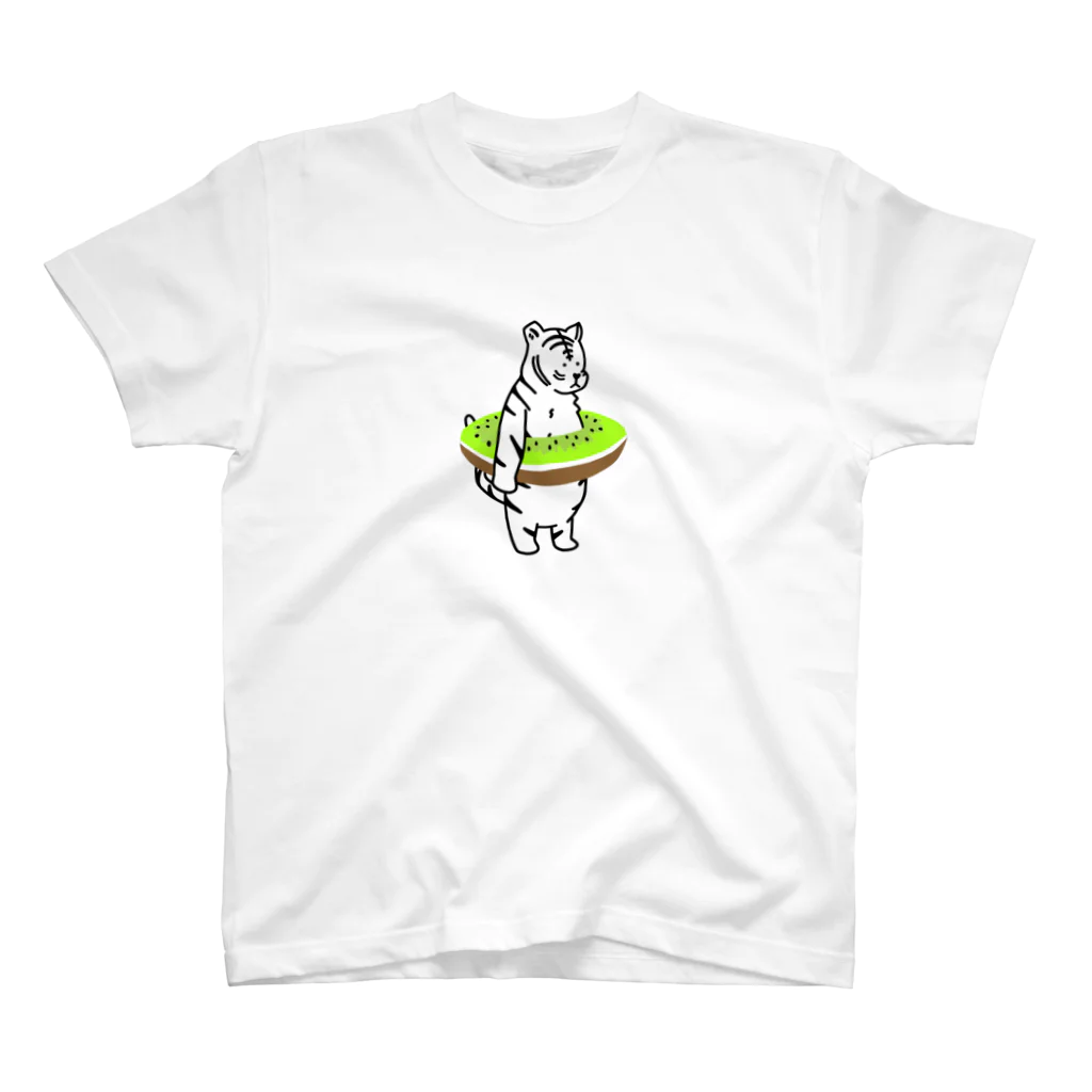 白いトラ-VARIOUS TIGERSのキウイの浮き輪 白いトラ Regular Fit T-Shirt