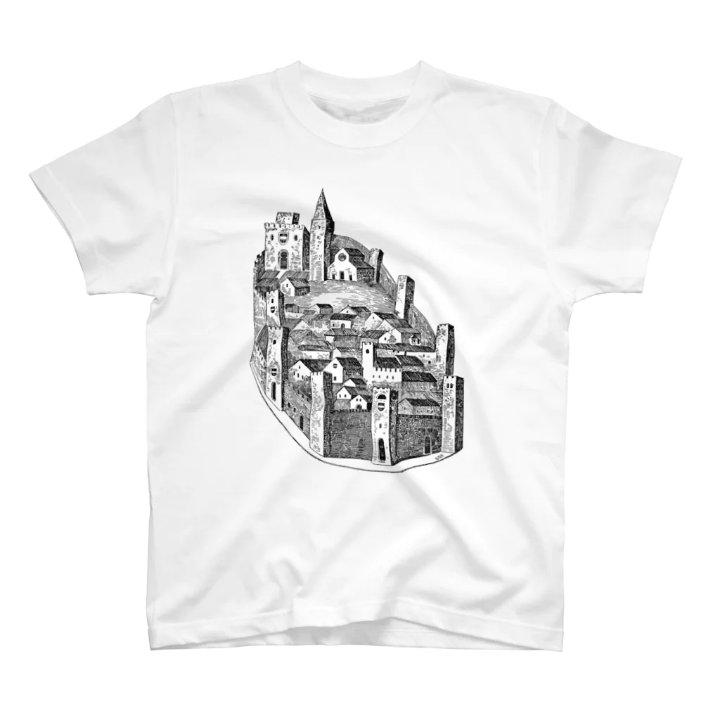 Saza-nami Antique designの城壁のある町 Regular Fit T-Shirt