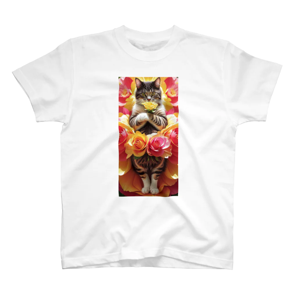 ukeroのフラワーキャット077 スタンダードTシャツ