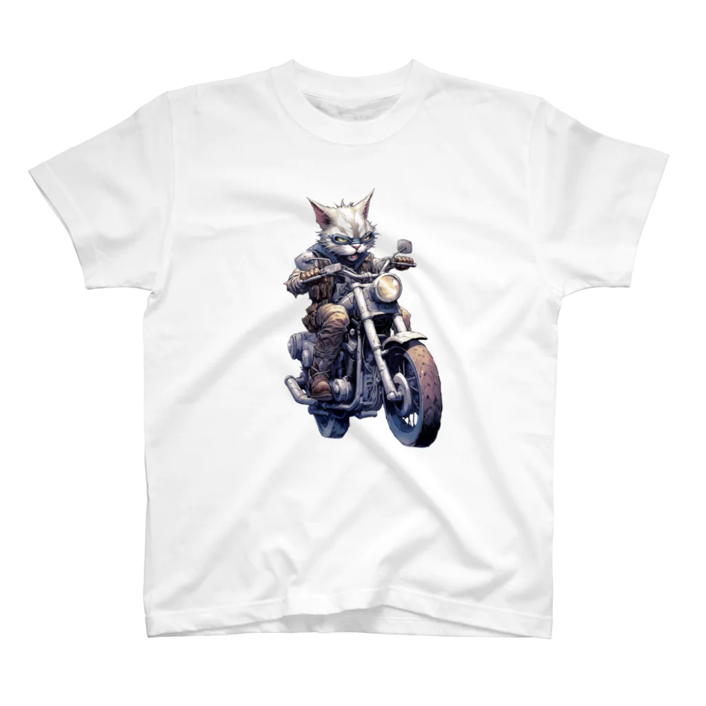 たゆたゆのバイクに乗る猫 スタンダードTシャツ