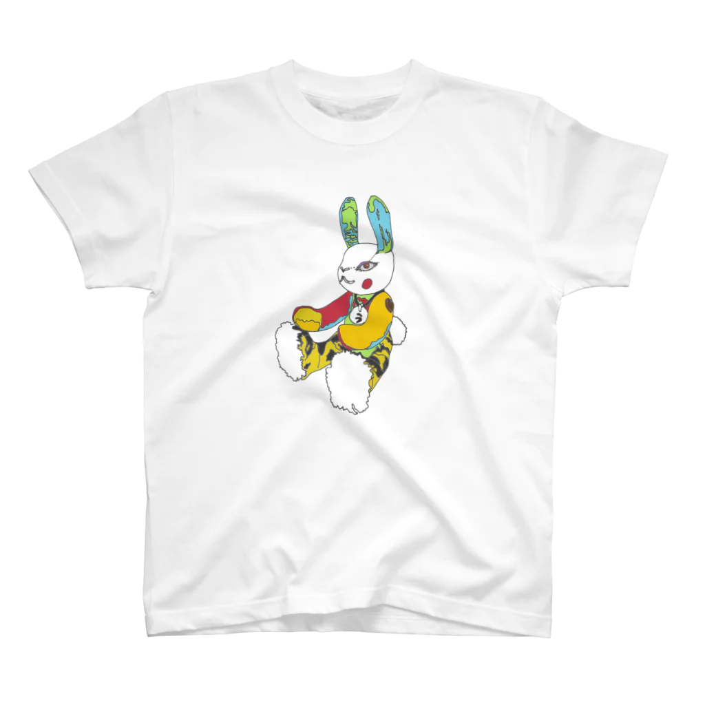 ユウサミイTシャツ店のうさぎ星人　YUNA color 白（小さめプリント） スタンダードTシャツ