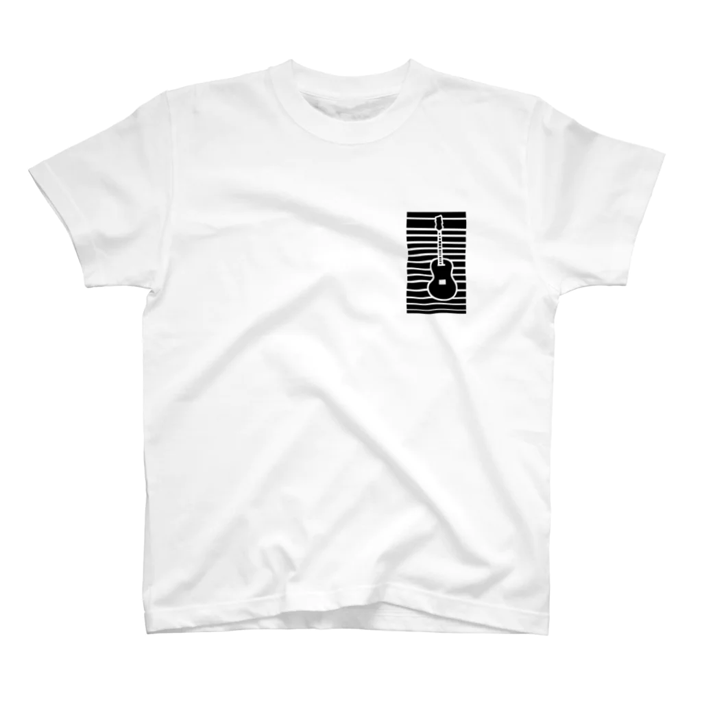 サトオのギターワンポイント ストライプ 黒 Regular Fit T-Shirt