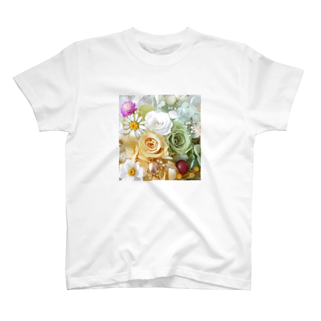 meke flowersのレモンイエローとアップルグリーン　ローズシリーズ スタンダードTシャツ