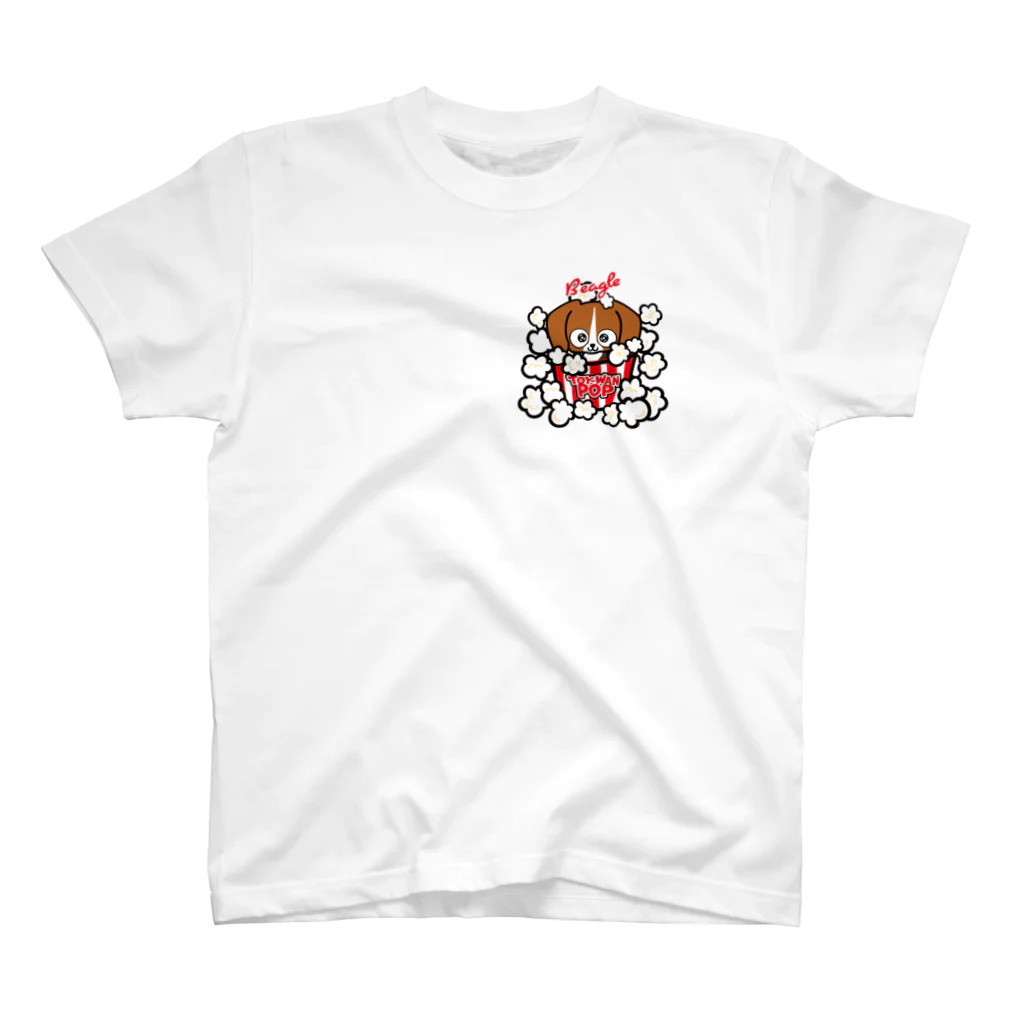 コタワン商店🐾の【ビーグル】両面★TOY-WAN★ ポップコーン ハウンドちゃん スタンダードTシャツ