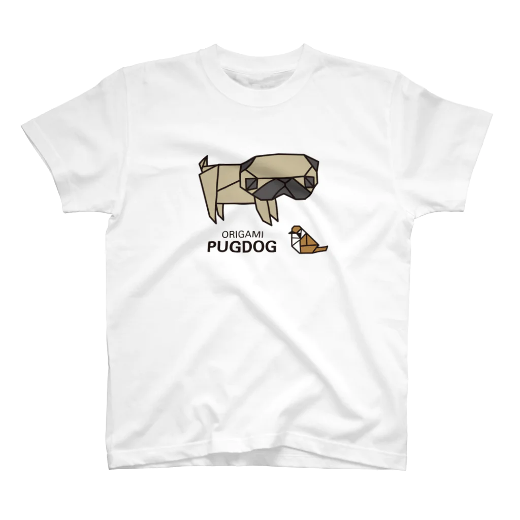 muneji_origamiのORIGAMI PUGDOG Regular Fit T-Shirt