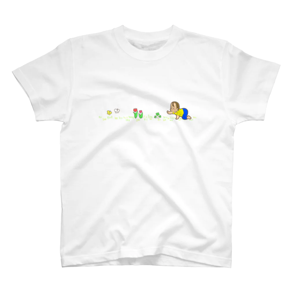 あかべ子's ゆるいどうぶつたちのハイハイ赤ちゃん スタンダードTシャツ