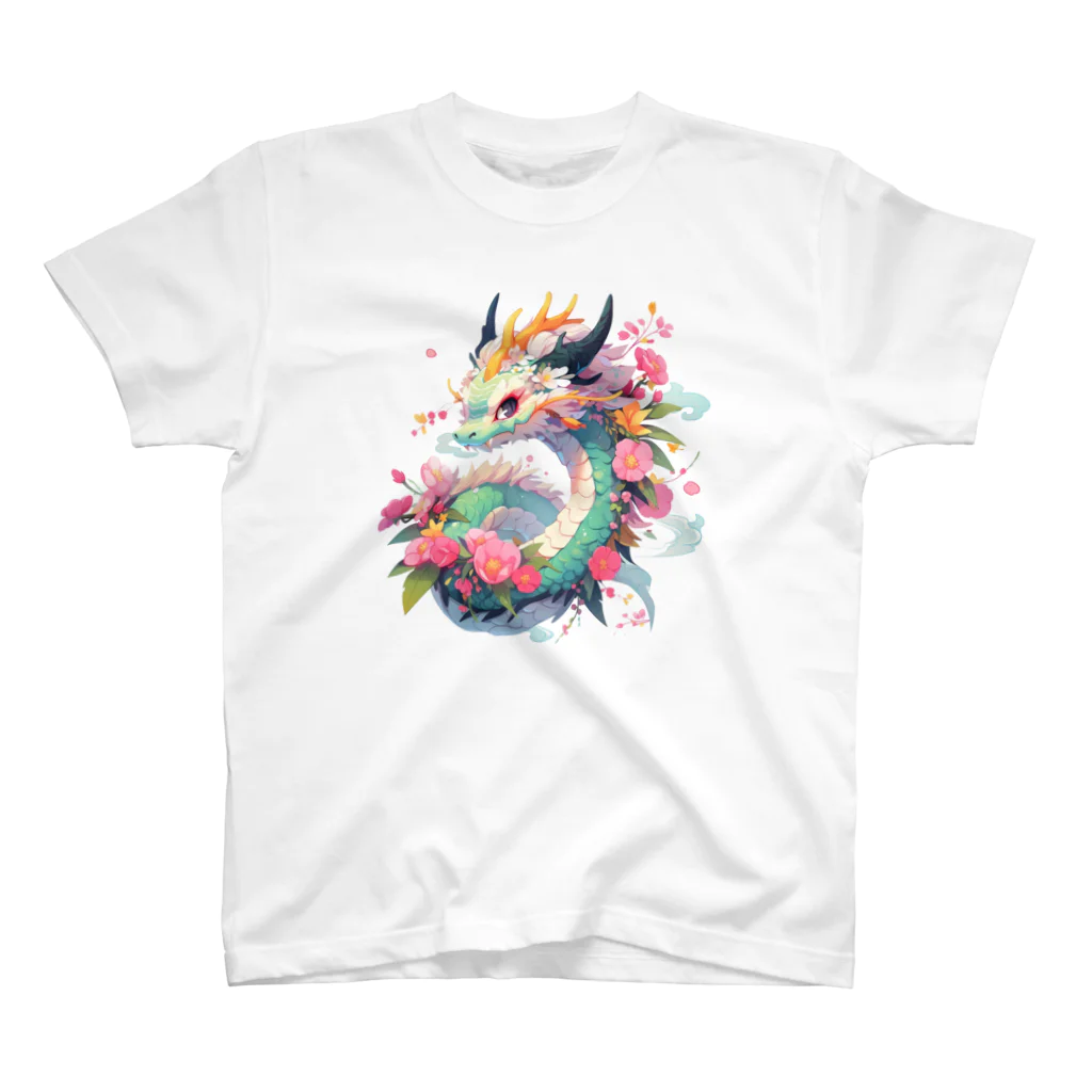 Japan Beautyオリジナルショップの緑色の花龍さん Regular Fit T-Shirt