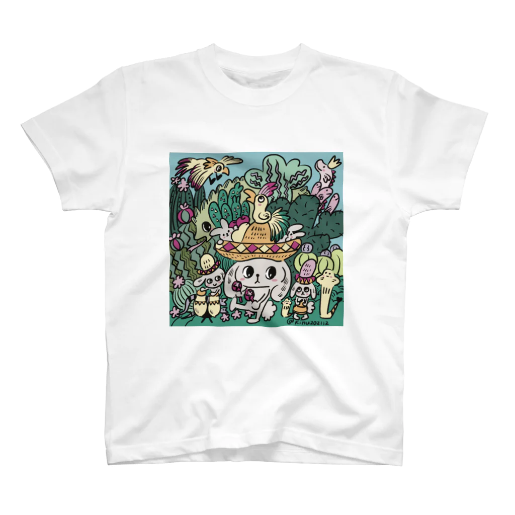 猫のきぬくんのお店のジャングルでサンバを踊ろう スタンダードTシャツ