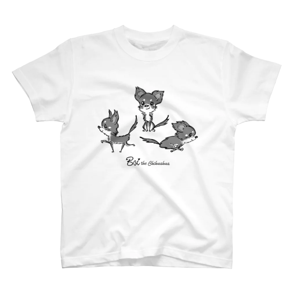 nori's monochroのチワワのボイちゃん スタンダードTシャツ