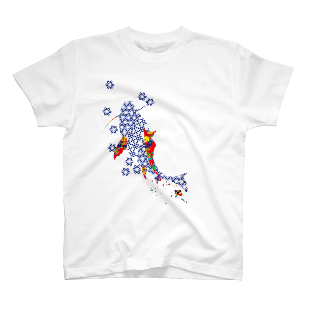 cuuyabowの鯉のぼり・和柄＆スプラッシュ / Navy Regular Fit T-Shirt
