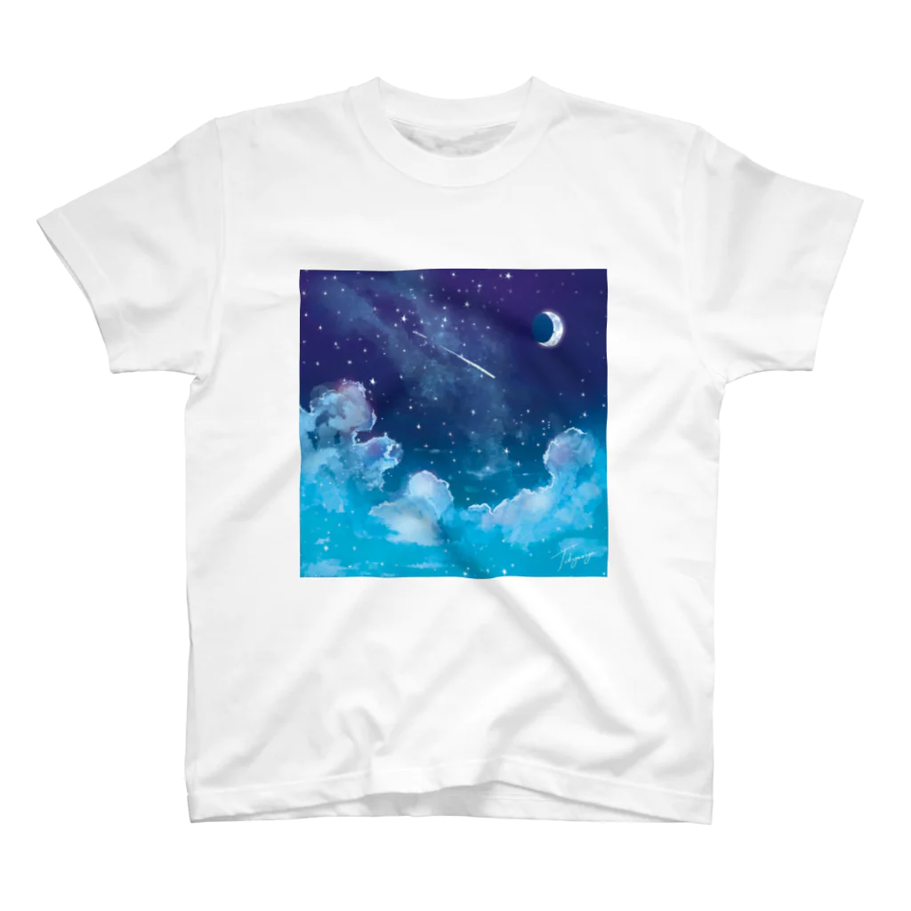 地球屋SUZURI店の星空(ロゴ入り) スタンダードTシャツ