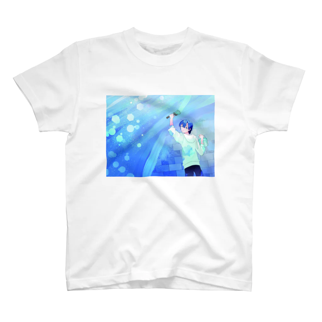 Neige_117のペンキが彩る世界/少年/青 スタンダードTシャツ