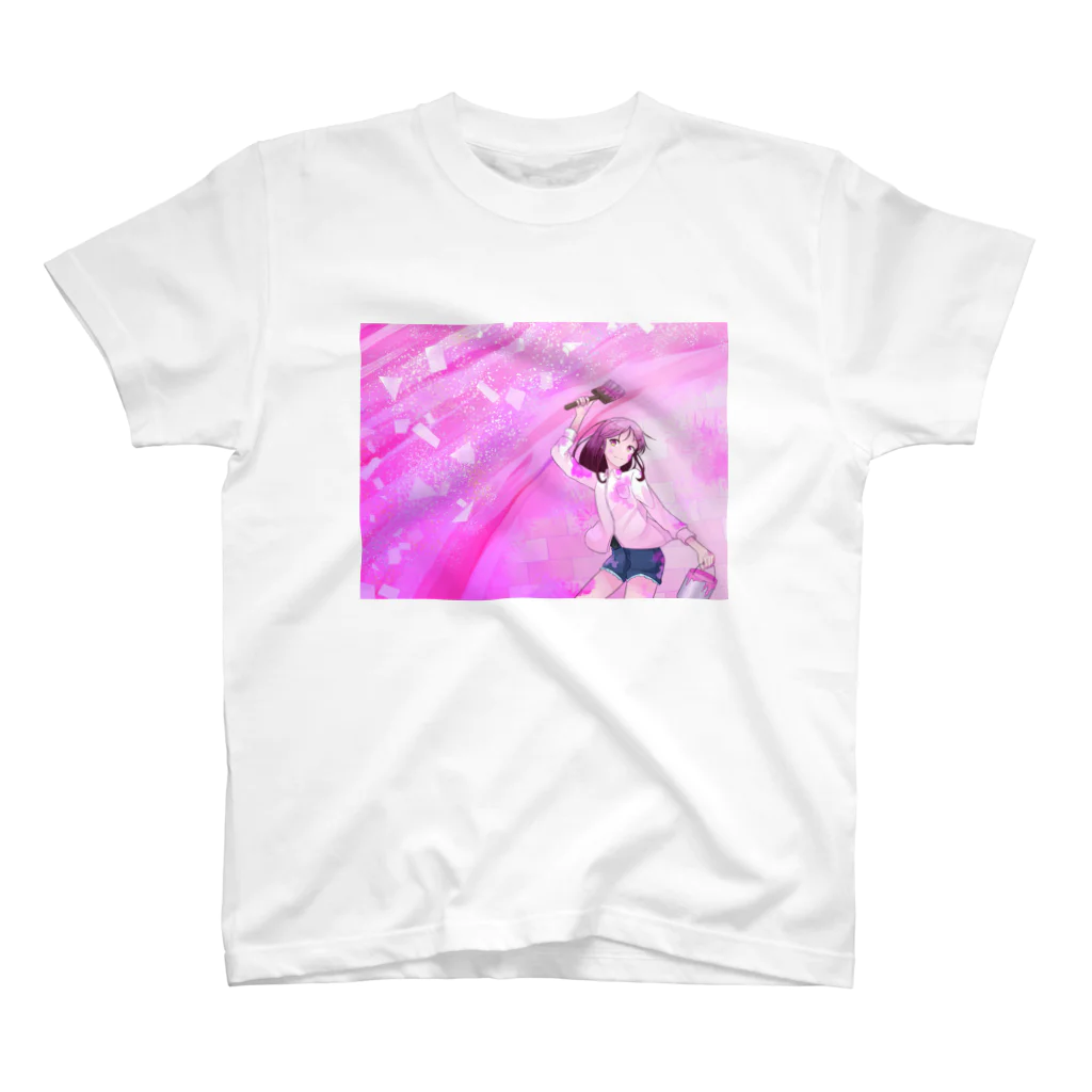 Neige_117のペンキで彩る世界/少女/桃 スタンダードTシャツ