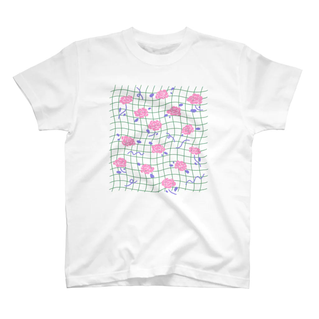 chabiのばらの花/pink green スタンダードTシャツ