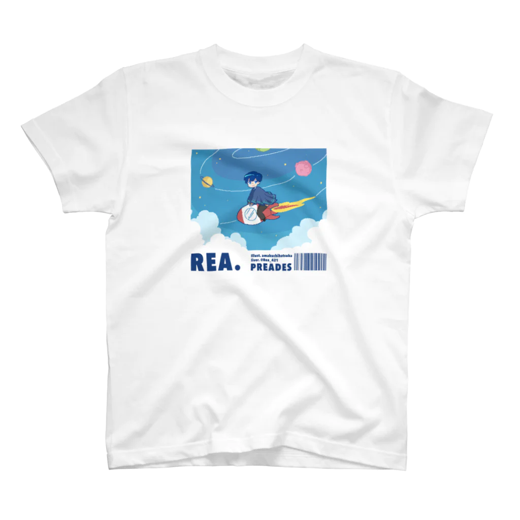 Rea  goodsのレア　🪐宇宙へ冒険🚀白系 ドット絵 スタンダードTシャツ