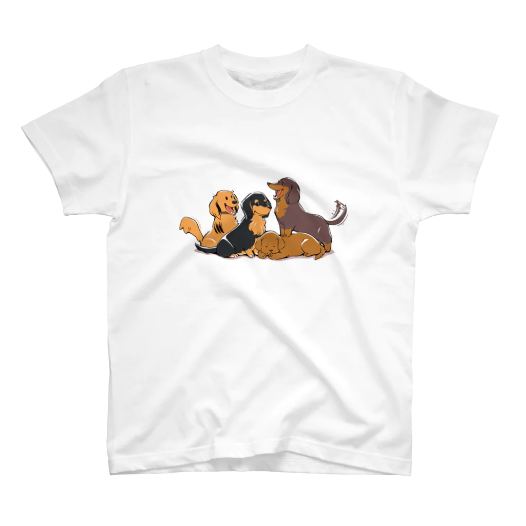 TamizのFour Dachshunds　前面プリント スタンダードTシャツ