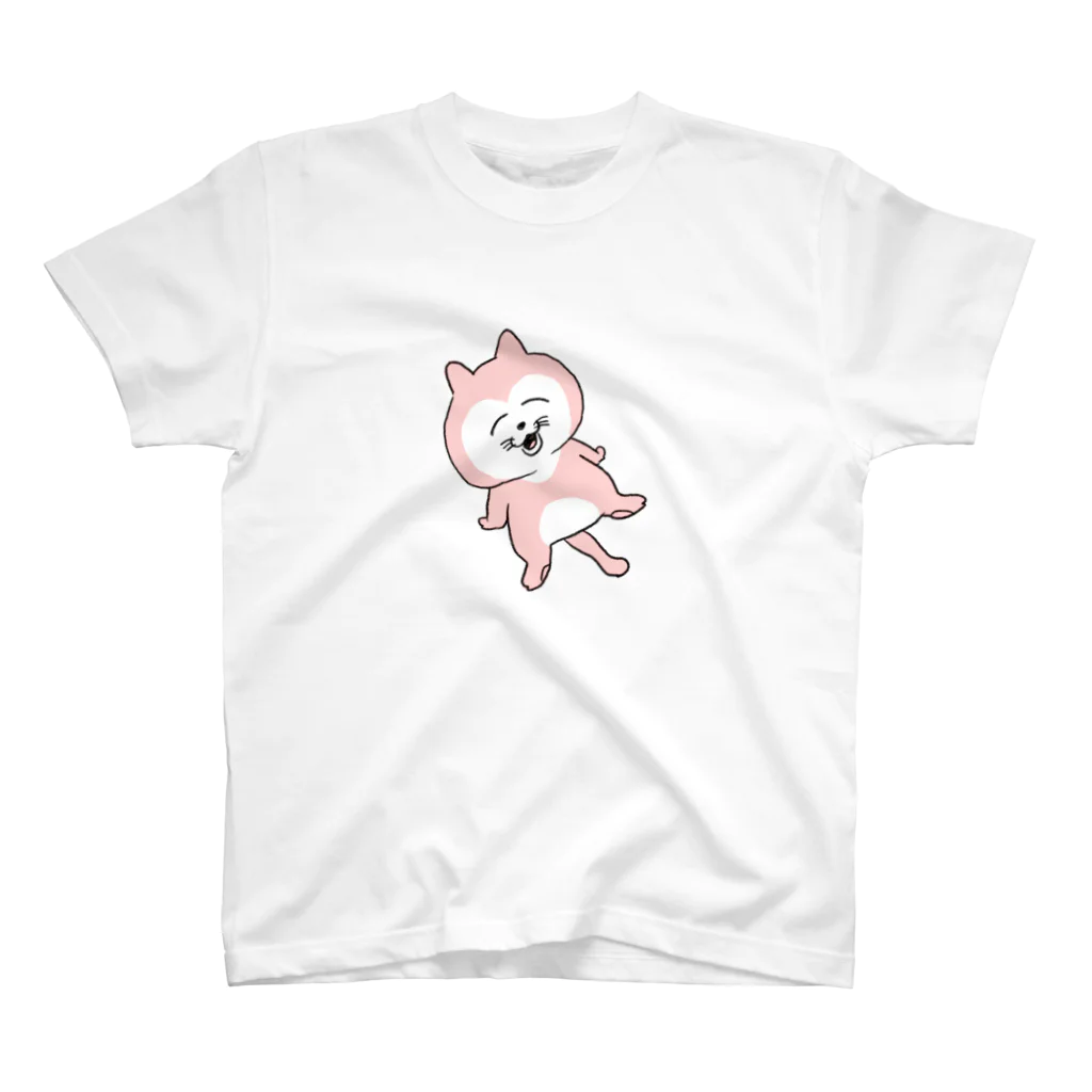  ぽにぽに通信ショップの幸せのまん丸ねこ_大 スタンダードTシャツ