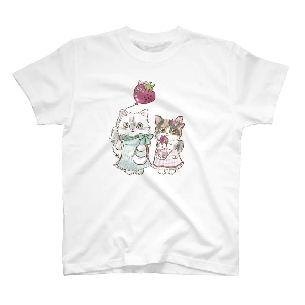 猫のきぬくんのお店のゆきちゃんとりんちゃん スタンダードTシャツ