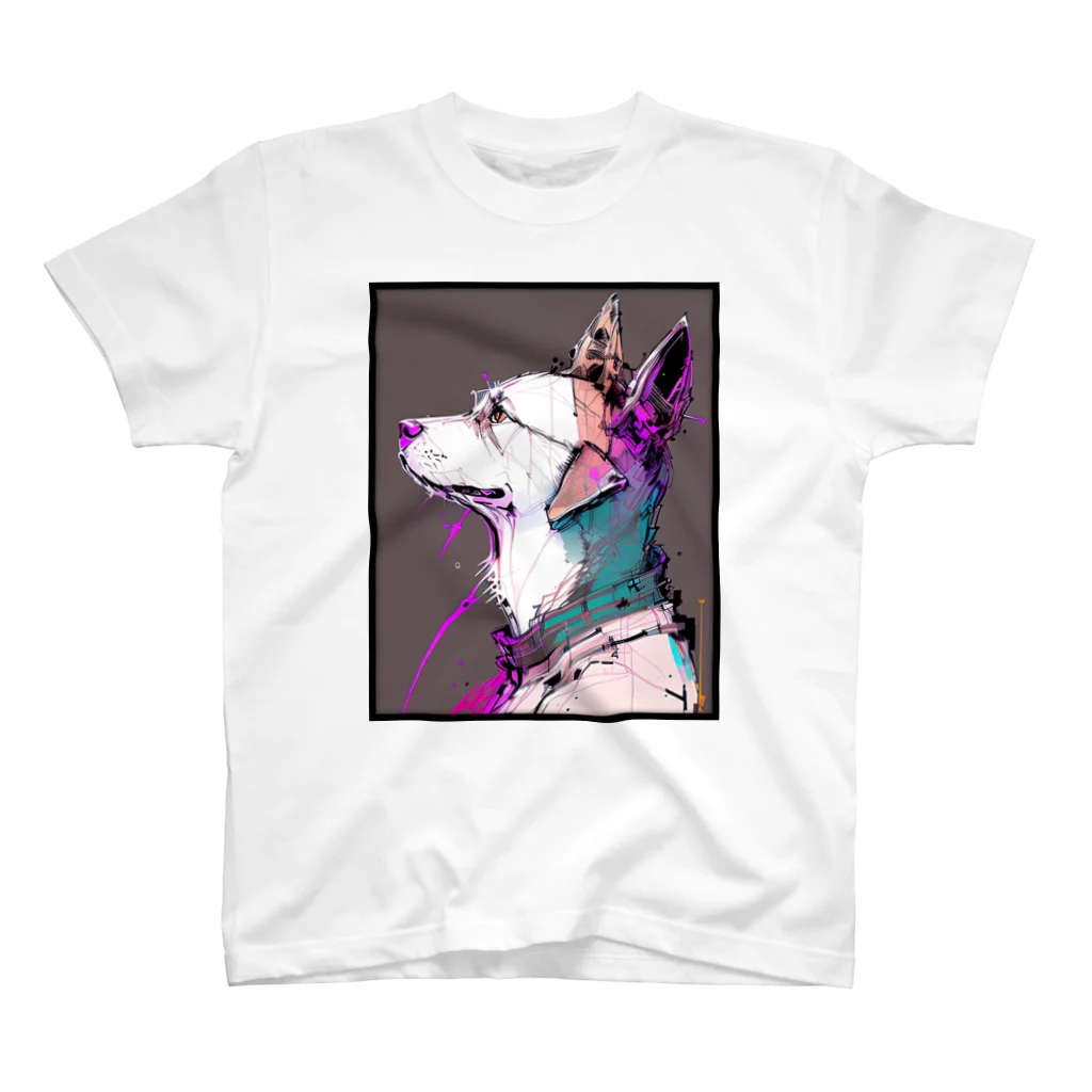 アートワーク探偵の横顔アート犬 Regular Fit T-Shirt