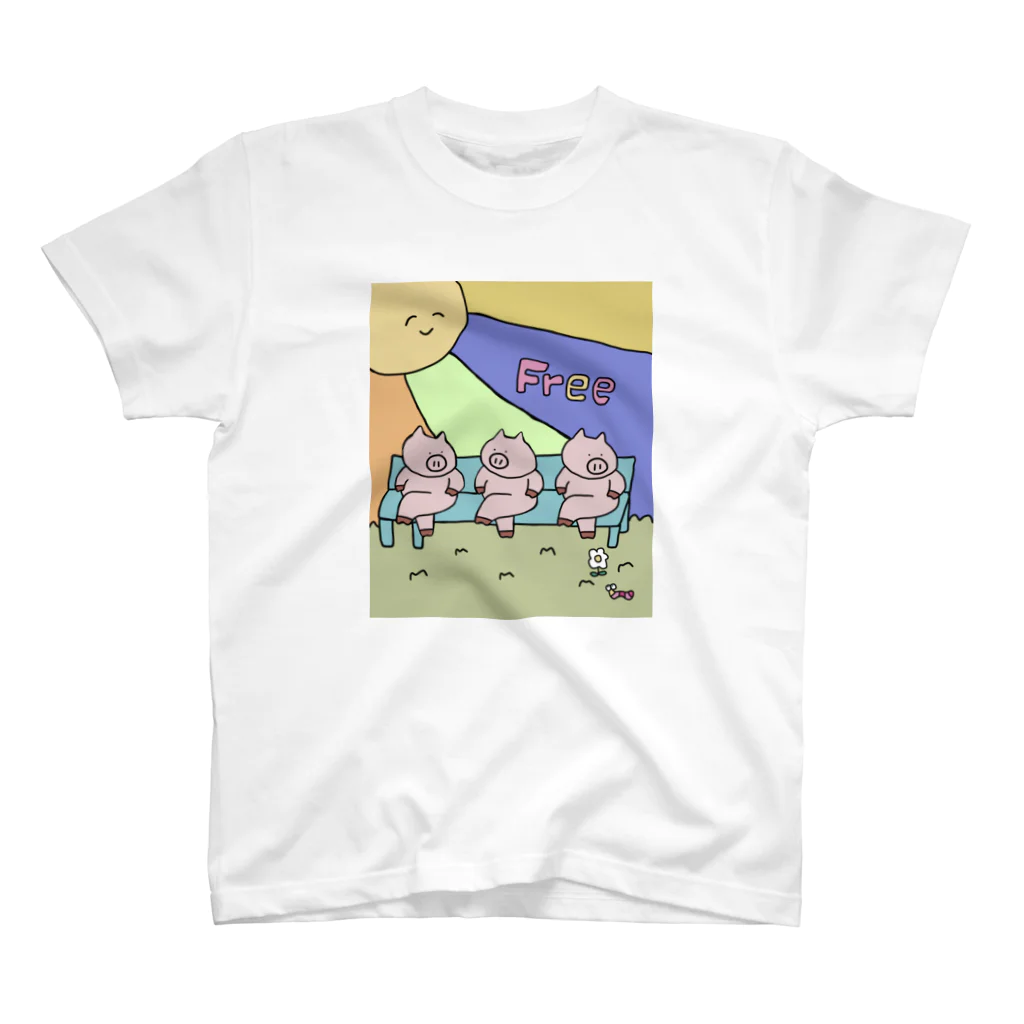 佐藤さんの満たされすぎたブタたちのTシャツ(自由) スタンダードTシャツ