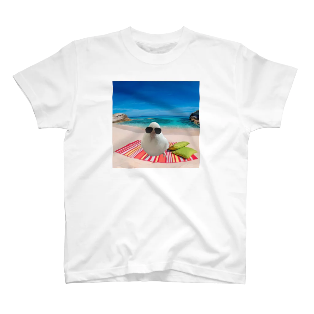 meowmeow27のいんこ on the beach Regular Fit T-Shirt