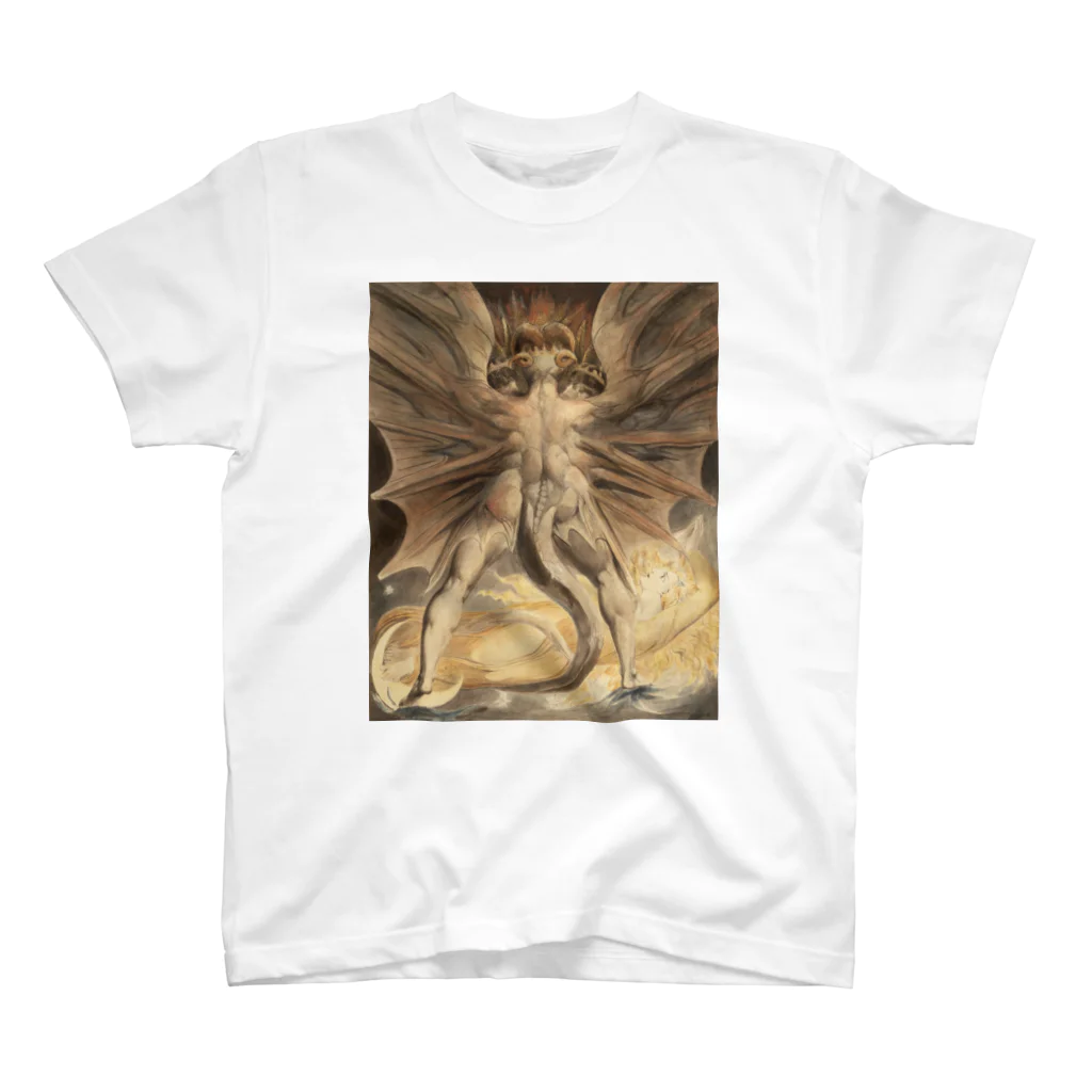 世界美術商店の巨大な赤い龍と太陽を着た女 / Great Red Dragon and the Woman Clothed with the Sun Regular Fit T-Shirt