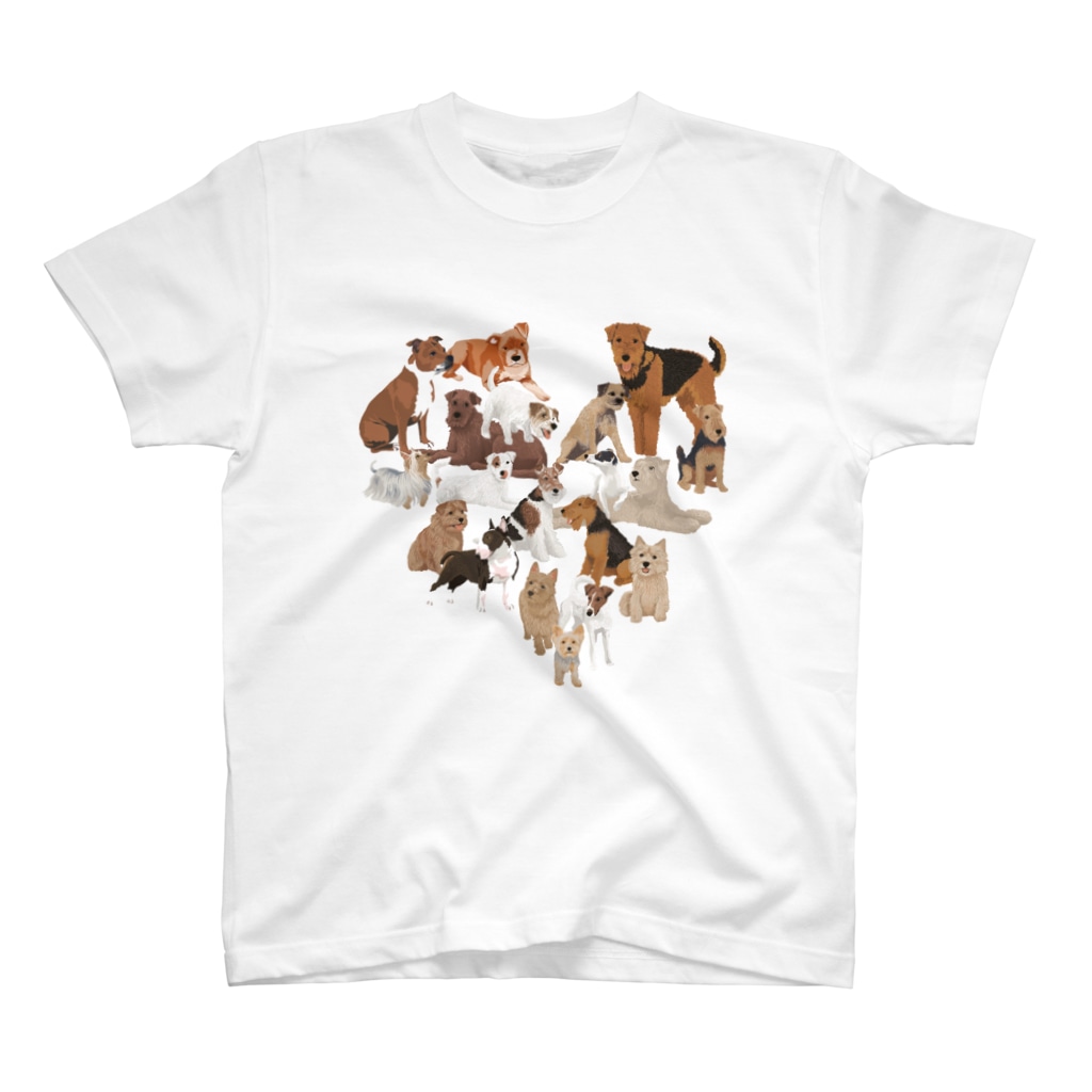 sayapochaccoのMy favorite terrier in the shape of a heart♥brown~beige~white Regular Fit T-Shirt
