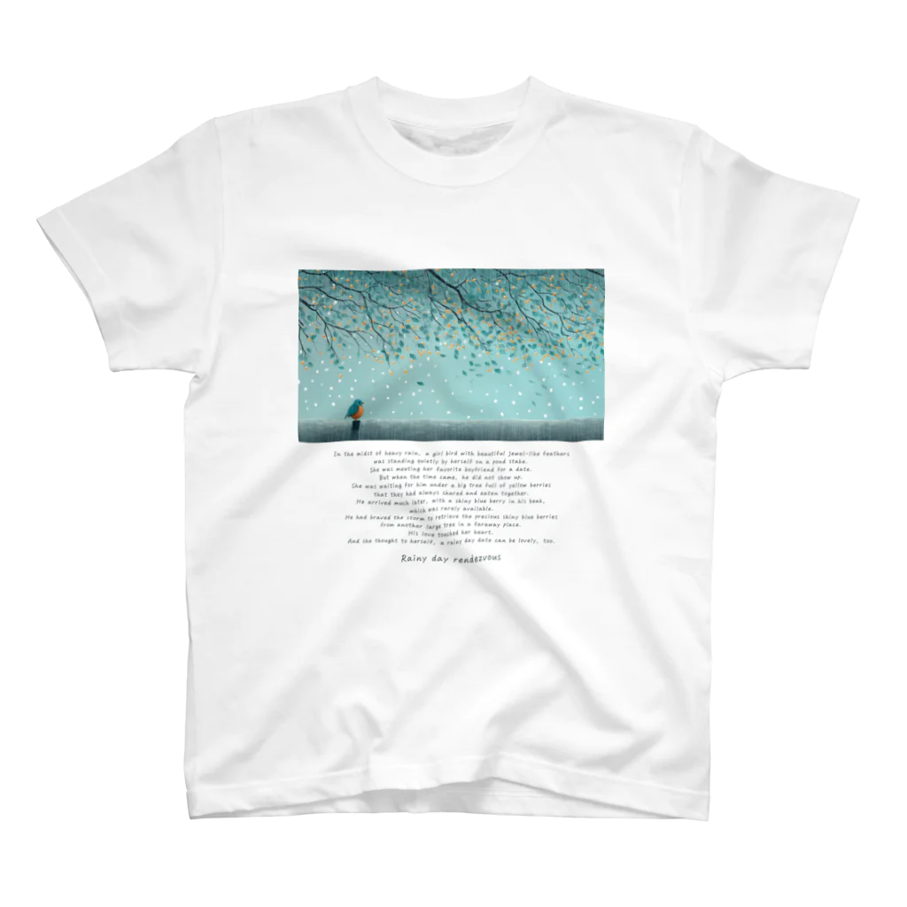 鳥救うSUZURIの『雨の日にまちあわせ』【寄付付き商品】 スタンダードTシャツ
