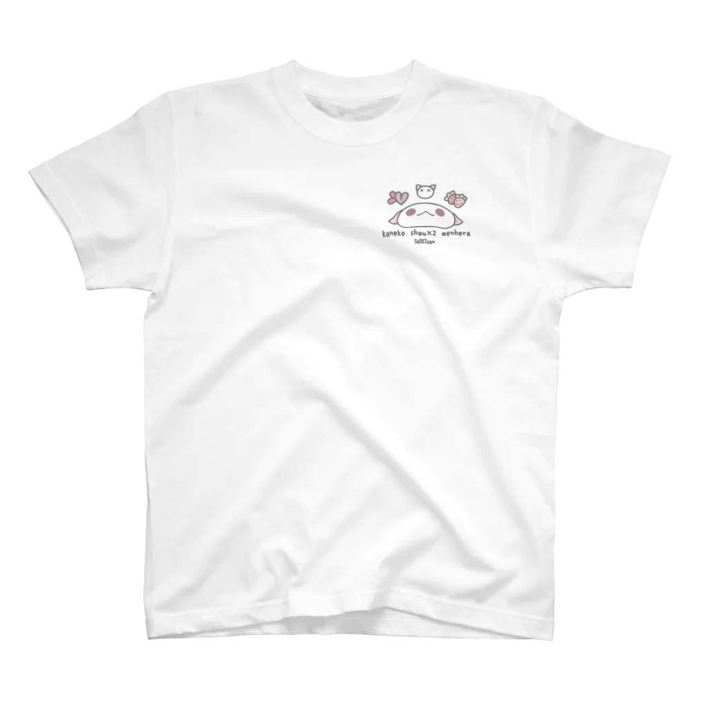 itsuto-こねこしょうしょうめんへらのわんぽいんと「しきさんふぇいす」 Regular Fit T-Shirt