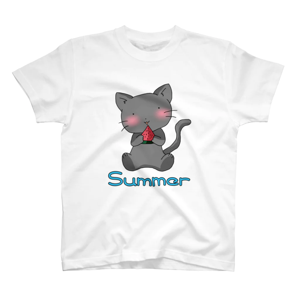 ここちぐらの夏の黒猫Tシャツ スタンダードTシャツ